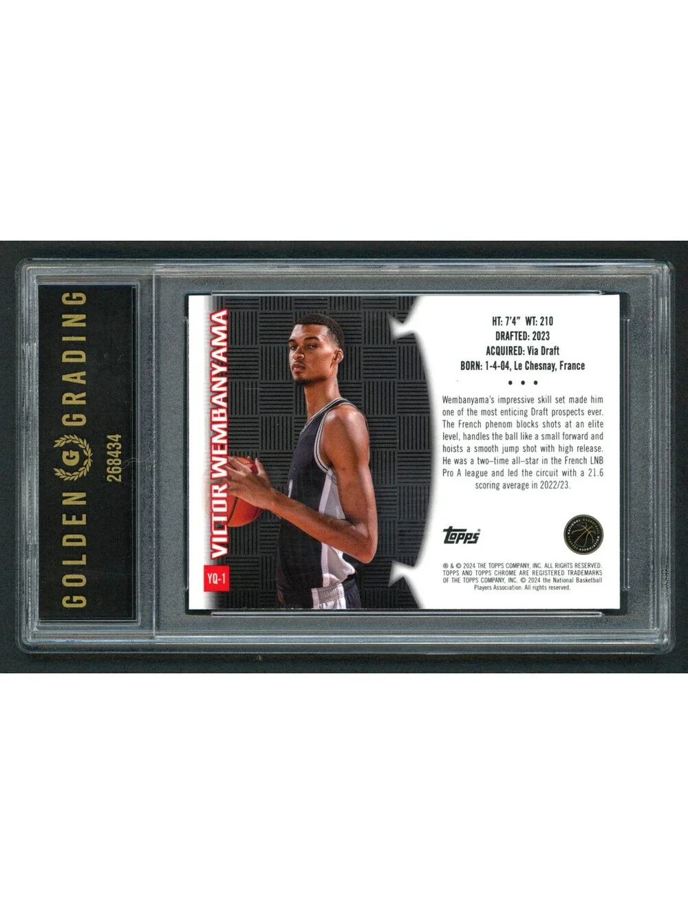 2024 Topps Chrome Youthquake Victor Wembanyama #YQ-1 Rookie (RC) Graded Mint 9